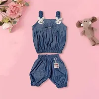 Stylish Denim Solid Clothing Set for Kid Girl-thumb2