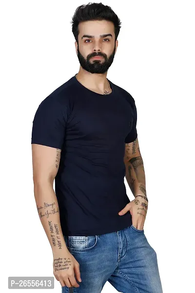 WHALEBONE Cotton Fabric Regular Fit Half Sleeve Round Neck Plain Casual T-Shirt for Boys  Men-thumb3