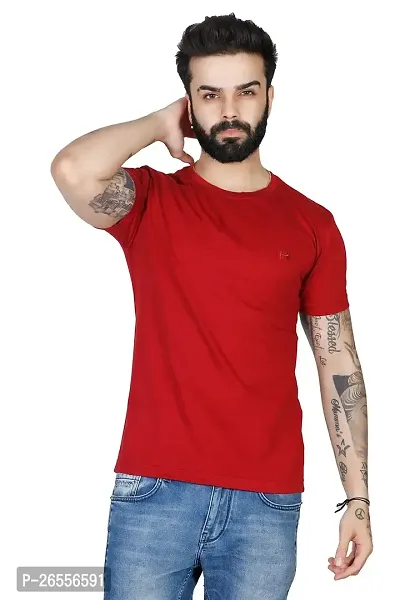 WHALEBONE Cotton Fabric Regular Fit Half Sleeve Round Neck Plain Casual T-Shirt for Boys  Men-thumb0