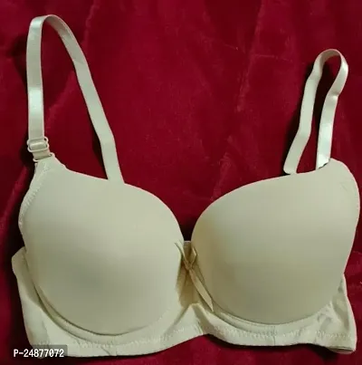 Women's Cotton Padded Wire Free Sports Bra White Cream-thumb0