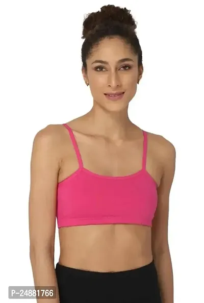 Women's Cotton Non-Padded Wire Free Sports Bra Pink-thumb0