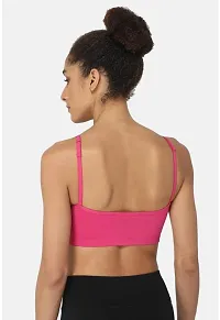 Women's Cotton Non-Padded Wire Free Sports Bra Pink-thumb1