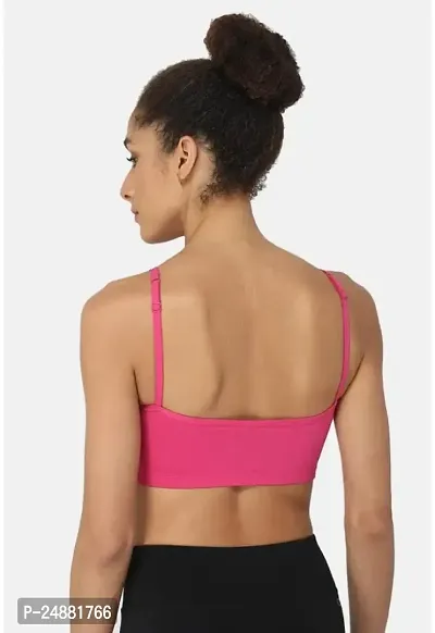 Women's Cotton Non-Padded Wire Free Sports Bra Pink-thumb2