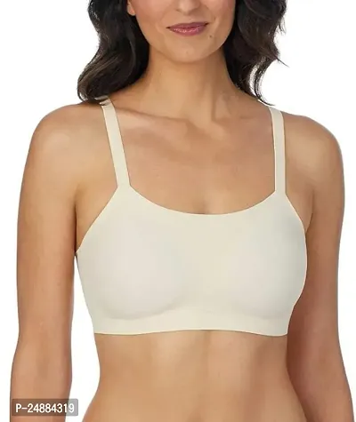 Women's Cotton Non-Padded Wire Free Sports Bra Cream-thumb0