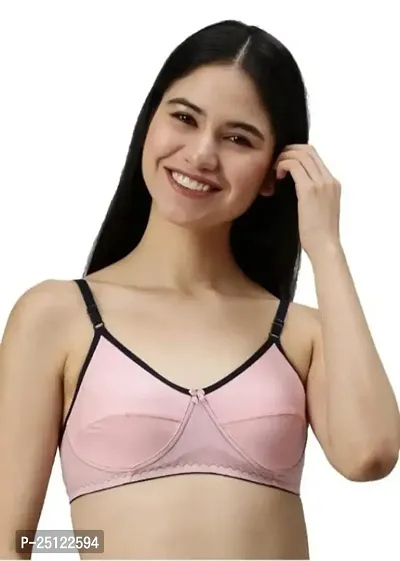 Women's Cotton Non-Padded Wire Free Sports Bra Pink-thumb0