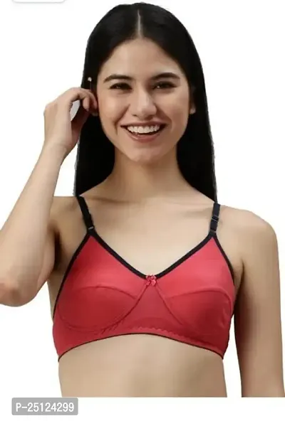 Women's Cotton Non-Padded Wire Free Sports Bra Red