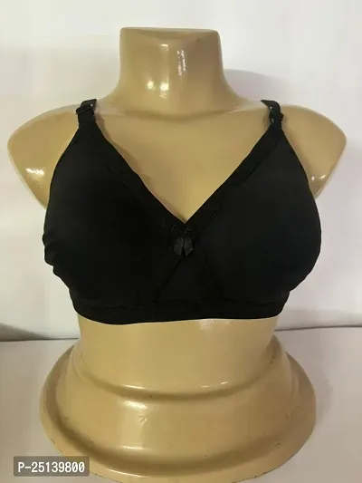 Women's Cotton Non-Padded Cross Broad Belt Cotton Bra Plus Black-thumb0