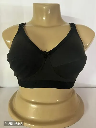 Women's Cotton Non-Padded Wire Free Sports Bra Black