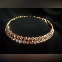 Gold Plated Single Line big Diamond Necklace, Earrings and Bracelet Cubic Zirconia Gold-plated Plated Alloy Choker-thumb1