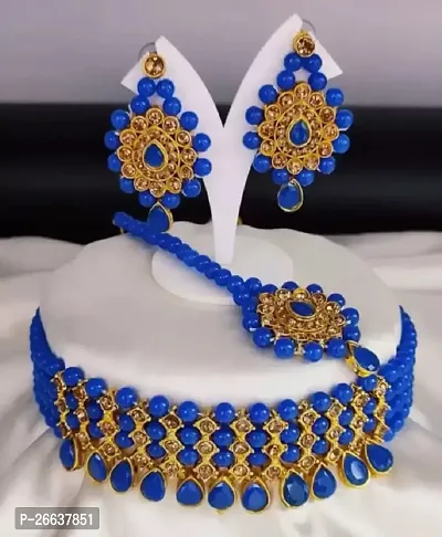 Alloy Gold-plated Gold Jewel Set  Blue-thumb0