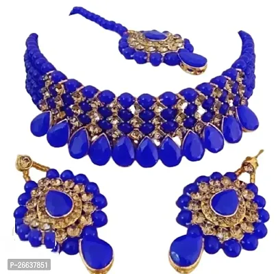 Alloy Gold-plated Gold Jewel Set  Blue-thumb2