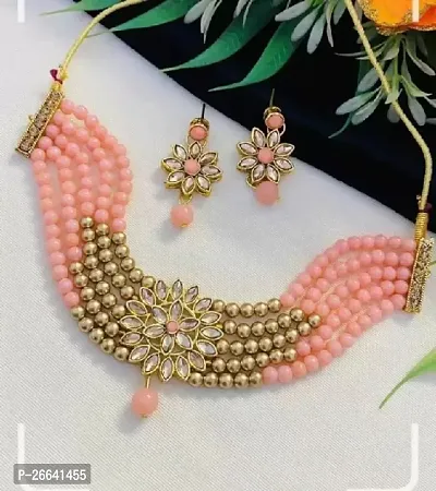 Alloy Gold-plated Pink Jewel Set-thumb0