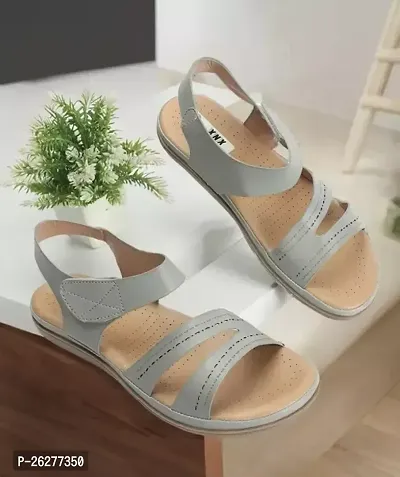 Elegant Grey PVC Sandals For Women-thumb0