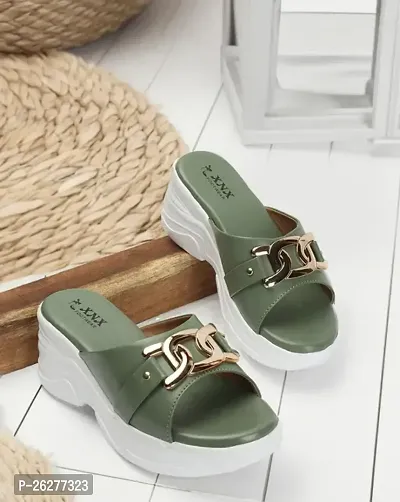 Elegant Green PVC Sandals For Women-thumb0