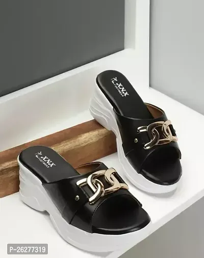 Elegant Black PVC Sandals For Women-thumb0