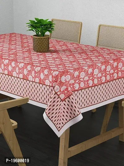 Febriico Enterprises Cotton 6 Seater Dining Table Cover- Peach (FEBDT763)