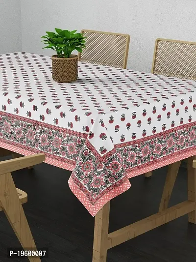 Febriico Enterprises Cotton 6 Seater Dining Table Cover- Red (FEBDT754)-thumb3
