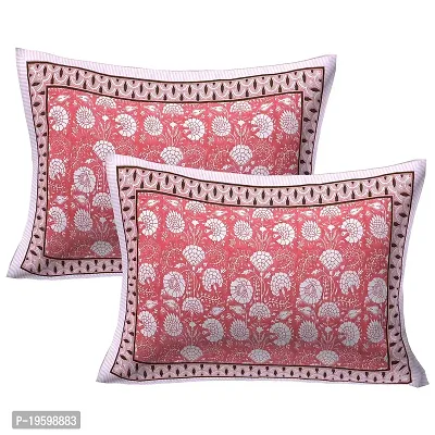 Febriico Enterprises Cotton Pillow Covers Set of 2 Pieces- Peach (FEBPL426 )