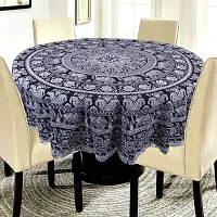 Febriico Enterprises 1 Piece Cotton Round Dining Table Cover with Lace Border-Black(FEBRDT106)-thumb3