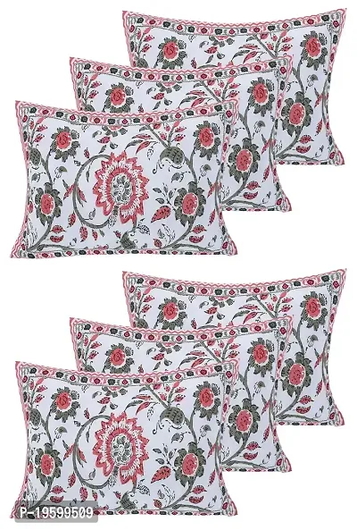 Febriico Enterprises Cotton Pillow Covers Set of 6 Pieces- Peach (FEBPL445 )