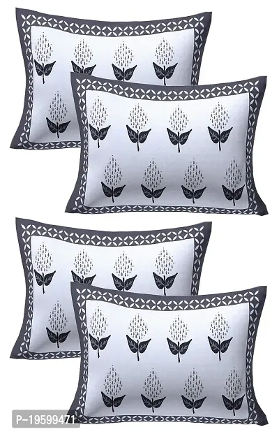 Febriico Enterprises Cotton Pillow Covers Set of 4 Pieces- Grey (FEBPL403 )