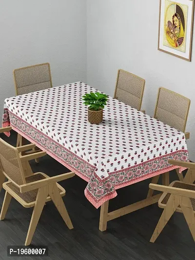 Febriico Enterprises Cotton 6 Seater Dining Table Cover- Red (FEBDT754)-thumb0