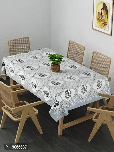 Febriico Enterprises Cotton 6 Seater Dining Table Cover- Grey (FEBDT758)-thumb0