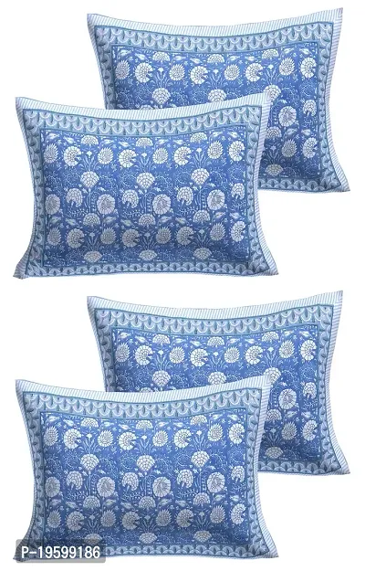 Febriico Enterprises Cotton Pillow Covers Set of 4 Pieces- Blue (FEBPL423 )