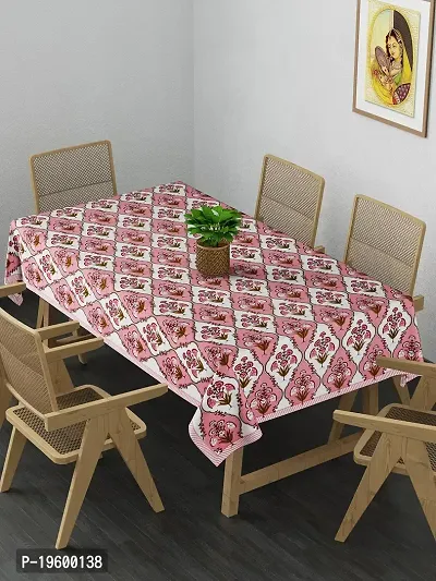Febriico Enterprises Cotton 6 Seater Dining Table Cover- Pink (FEBDT774)