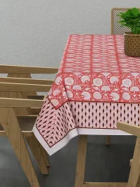 Febriico Enterprises Cotton 6 Seater Dining Table Cover- Peach (FEBDT762)-thumb1
