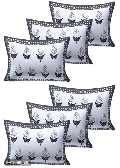 Febriico Enterprises Cotton Pillow Covers Set of 6 Pieces- Grey (FEBPL405 )