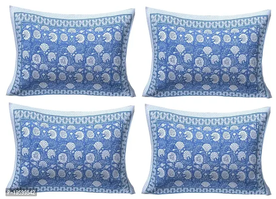 Febriico Enterprises Cotton Pillow Covers Set of 4 Pieces- Blue (FEBPL422 )