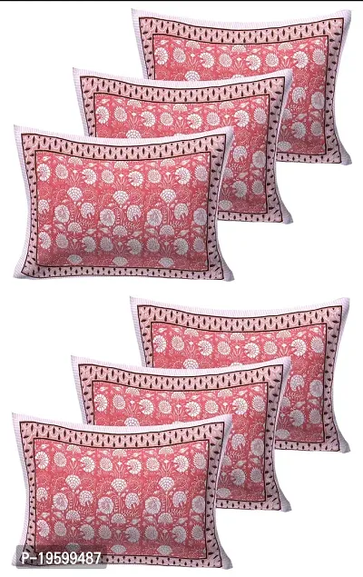 Febriico Enterprises Cotton Pillow Covers Set of 6 Pieces- Peach (FEBPL430 )