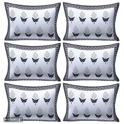 Febriico Enterprises Cotton Pillow Covers Set of 6 Pieces- Grey (FEBPL404 )