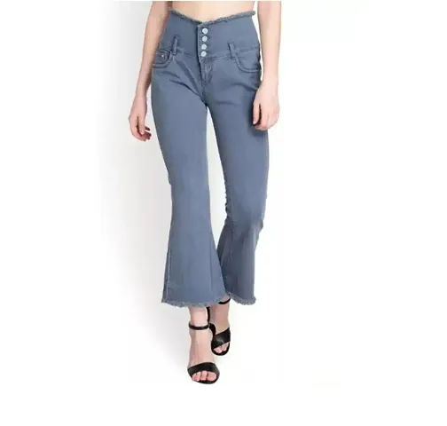 Trendy 4 Button Bell Bottom Jeans for Women