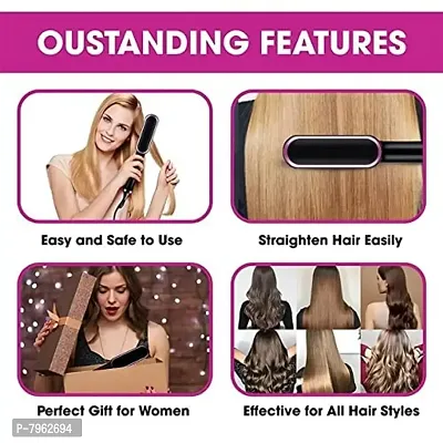 Vishou Hair Straightener, Hair Straightener Comb for Women  Men, Hair Styler, Straightener Machine Brush/PTC Heating Electric Straightener with 5 Temperatur (Multicolour)-thumb3