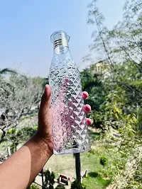 Vishou Crystal Clear Water Bottle  1 litre Set of 3  , Plastic Fridge Water Bottle Set, Ideal for restora,kitchen,home,.Office, Sports, School, Travelling, Gym, Yoga, Checkered Pattern water bottle wi-thumb3