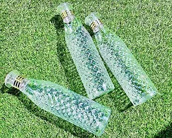 Vishou Crystal Clear Water Bottle  1 litre Set of 3  , Plastic Fridge Water Bottle Set, Ideal for restora,kitchen,home,.Office, Sports, School, Travelling, Gym, Yoga, Checkered Pattern water bottle wi-thumb4