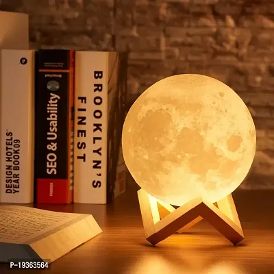 Vishou 3D 7 Color Changing Moon Night Lamp with Stand for Bedroom Lights for Adults and Kids Home Room Beautiful Indoor Lighting - 15CM, Pack of 1-thumb3