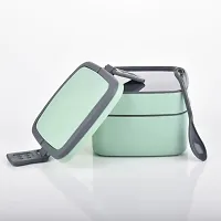 DOUBLE-LAYER PORTABLE LUNCH BOX STACKABLE WITH CARRYING HANDLE AND SPOON LUNCH BOX-thumb1