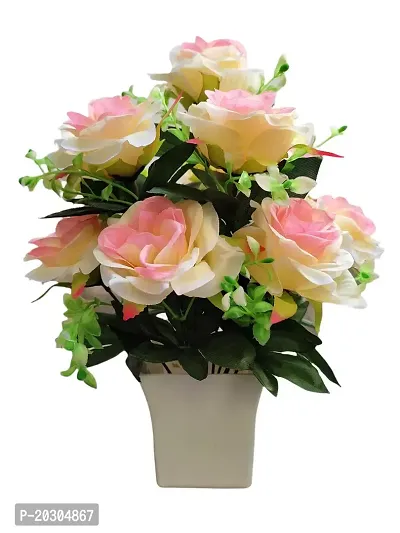Artificial Flowers Multicolor Rose With Pot For Home Decor