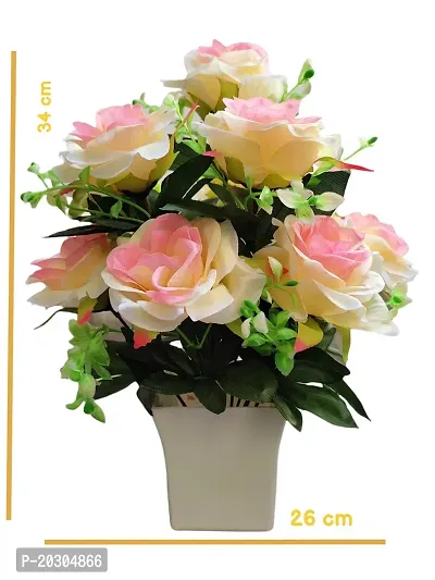 Artificial Flowers Multicolor Rose With Pot For Home Decor-thumb4