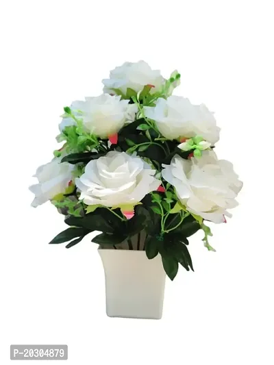 Best Artificial flower white rose for home decor with pot