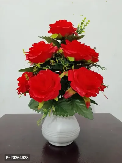 Beautiful Red Rose Artificial Flower For Home Decoration With Fancy Pot.