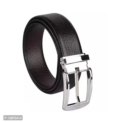 Elegant Black Leather Solid Belts For Men