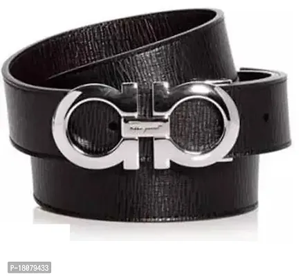 Elegant Black Leather Solid Belts For Men-thumb0