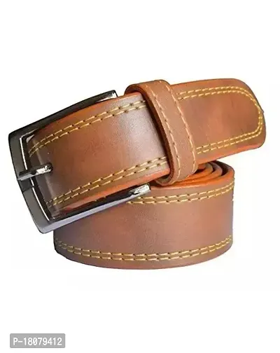 Elegant Brown Leather Solid Belts For Men-thumb0