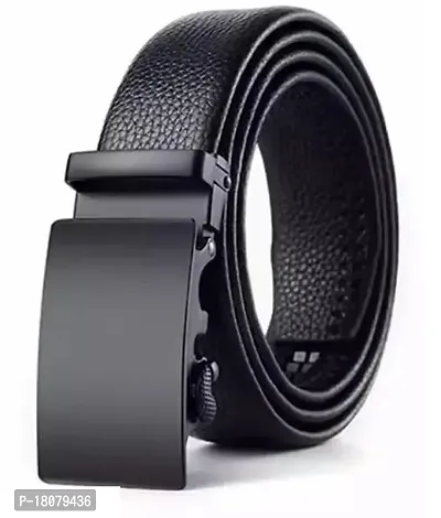 Elegant Black Leather Solid Belts For Men-thumb0