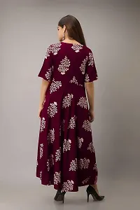 Sweety Enterprises Women's Floral Printed Ankle Length Plus Gown Dress (gown-06-MN-XL) Maroon-thumb1