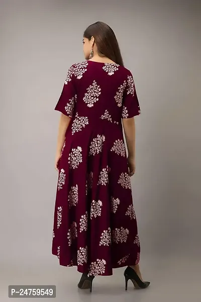 Sweety Enterprises Women's Floral Printed Ankle Length Plus Gown Dress (gown-06-MN-XL) Maroon-thumb2